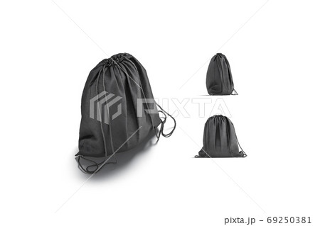 Blank Black Drawstring Backpack Mock Up のイラスト素材