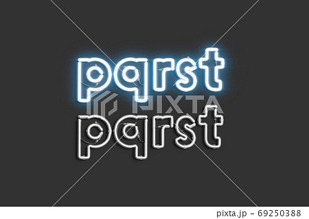 Decorative p q r s t letters, neon font mockup 69250388