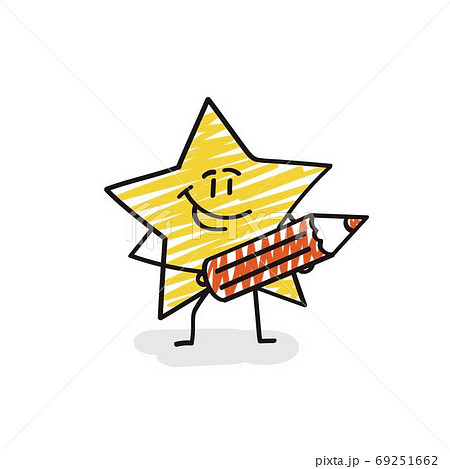 Funny star with red pencil. Funny star with red pencil. 69251662