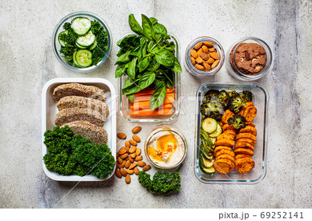 Preparing healthy food for the week, top view. Preparing healthy food for the week, top view. 69252141