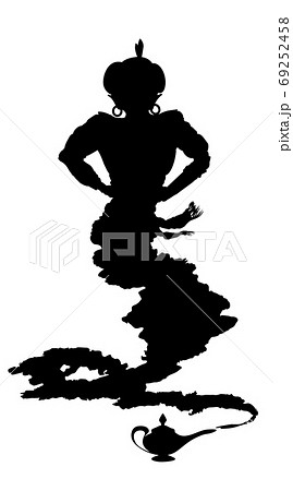 Arabic Genie Lamp Black Silhouette Isolated On のイラスト素材