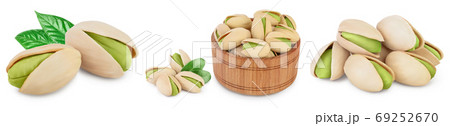 pistachio with leaves isolated on white background with clipping path and full depth of field. Set r collection pistachio with leaves isolated on white background with clipping path and full depth of field. Set r collection 69252670