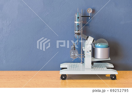Rotary Evaporator on the wooden table. 3D rendering 69252795