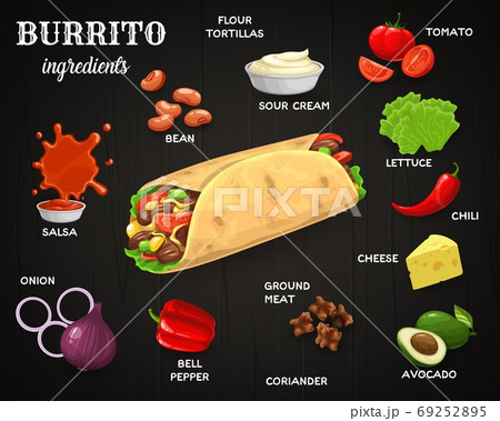 Mexican burrito ingredients vector banner Mexican burrito ingredients vector banner 69252895