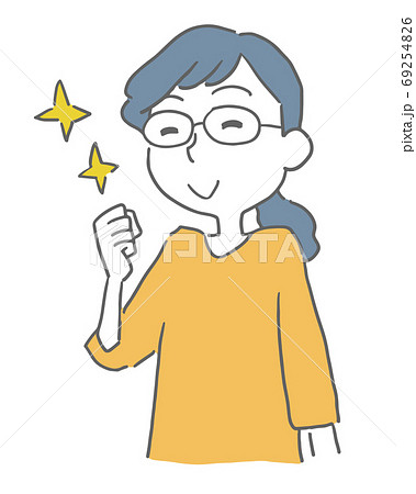拳をにぎりガッツポーズする女性のイラスト素材