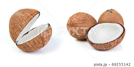 Coconuts isolated on the white background 69255142