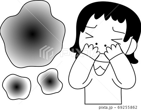 臭い 体臭 不快な 悩む 女性 上半身 イラスト 臭い 体臭 不快な 悩む 女性 上半身 イラスト 69255862