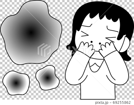 臭い 体臭 不快な 悩む 女性 上半身 イラスト 臭い 体臭 不快な 悩む 女性 上半身 イラスト 69255862