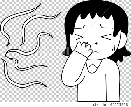 臭味難聞的擔心的女人上半身圖 69255868