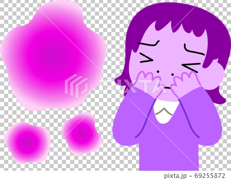 Smelly body odor unpleasant worried woman upper body illustration 69255872
