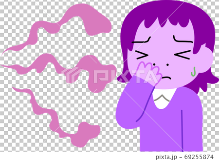 Smelly body odor unpleasant worried woman upper body illustration 69255874
