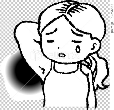 ワキガ 脇の臭い 悩み つらい 女性 かわいいイラスト ワキガ 脇の臭い 悩み つらい 女性 かわいいイラスト 69256365