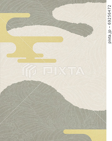 海を表現したモダンな雰囲気の和風素材 - 複数のバリエーションがあります 海を表現したモダンな雰囲気の和風素材 - 複数のバリエーションがあります 69256472