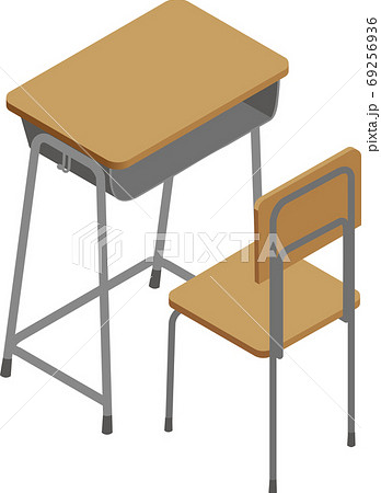 教室にある机と椅子のイラスト素材