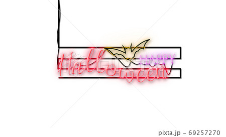 halloween sign emblem in neon style on white background 69257270
