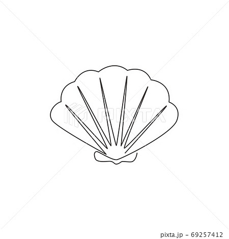 One single line drawing of beauty scallop for Chinese restaurant logo identity 69257412