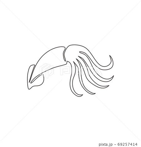 One single line drawing of beauty squid for Chinese restaurant logo identity One single line drawing of beauty squid for Chinese restaurant logo identity 69257414