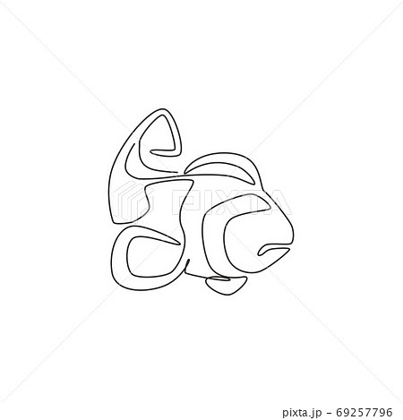 One continuous line drawing of adorable clown fish for sea world logo identity One continuous line drawing of adorable clown fish for sea world logo identity 69257796