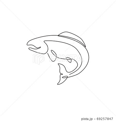 One continuous line drawing of big salmon for - Stock Illustration  [69257847] - PIXTA