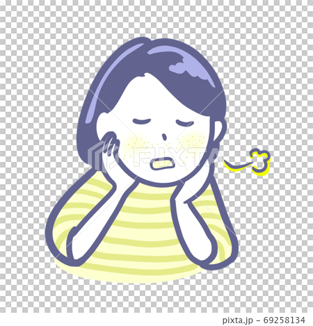 肌トラブルに悩む女性　2色 69258134