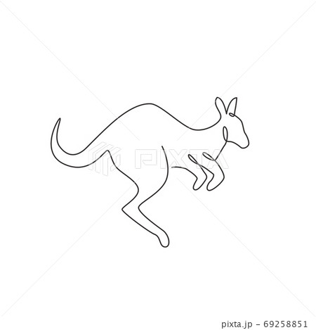Single continuous line drawing of adorable jumping kangaroo for national zoo logo identity 69258851