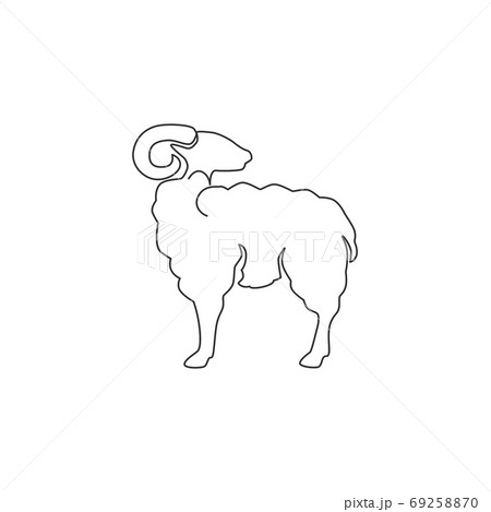 Single continuous line drawing of funny cute sheep for business logo identity 69258870
