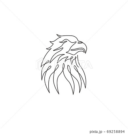 One continuous line drawing of strong eagle head for delivery service logo identity 69258894
