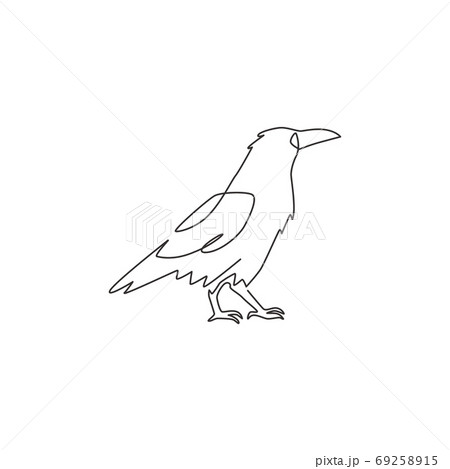One single line drawing of mysterious raven for company business logo identity 69258915