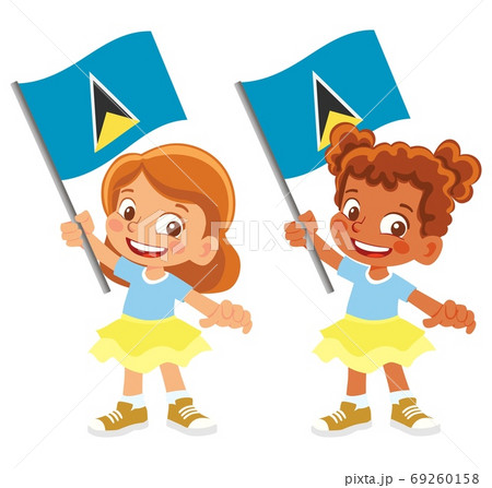 Saint Lucia flag in hand set Saint Lucia flag in hand set 69260158