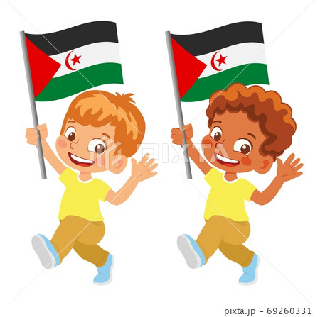 Sahrawi Arab Democratic Republic flag in hand set 69260331
