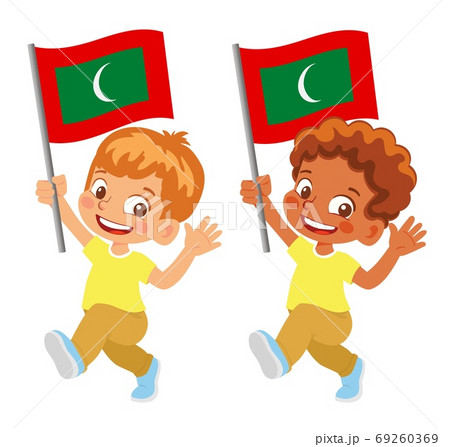 Maldives flag in hand set 69260369
