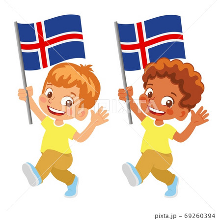 Iceland flag in hand set Iceland flag in hand set 69260394