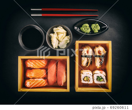 Sushi and sushi rolls 69260611