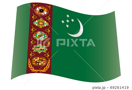 新世界の国旗2：3Verグラデーション波形　トルクメニスタン