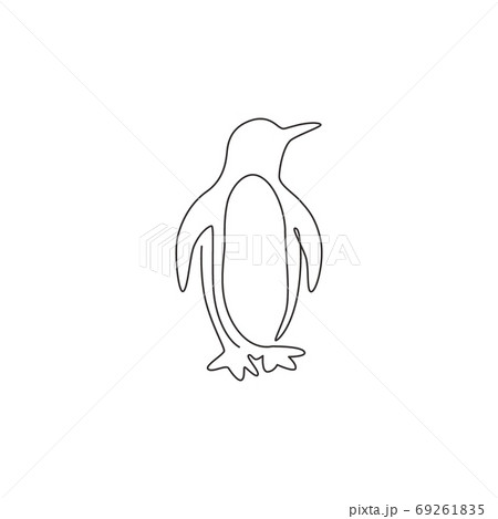 One single line drawing of cute funny penguin for company business logo identity 69261835