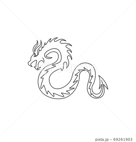 Single continuous line drawing of fictional monsters dragon for chinese traditional logo identity Single continuous line drawing of fictional monsters dragon for chinese traditional logo identity 69261903