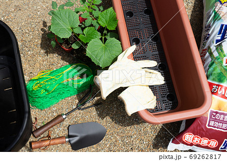 ベランダ（庭）でプランター植物を育てる準備 69262817