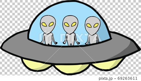 Illustration Of Ufo With 3 Cute Aliens Stock Illustration