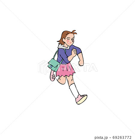 走る女の子のイラスト素材