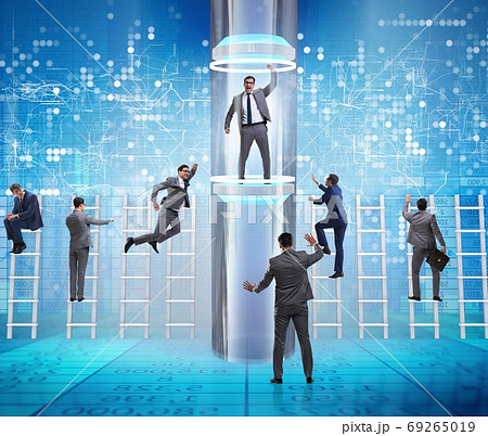 Businessmen in accelerated and fast promotion concept 69265019