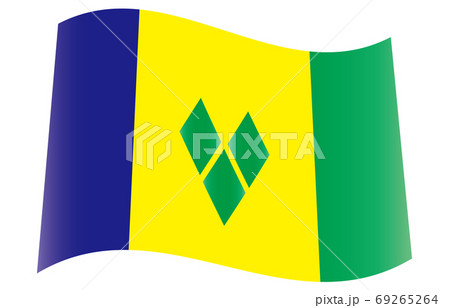 新世界の国旗2：3Verグラデーション波形　セントビンセント・グレナディーン諸島