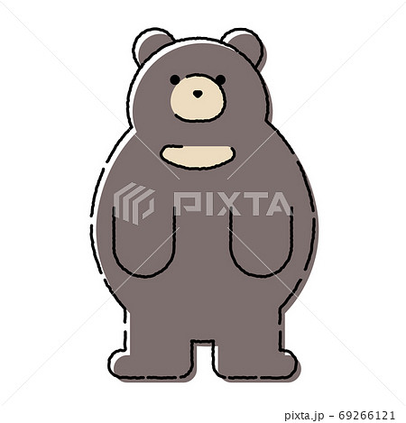 クマ ツキノワグマ 動物 イラスト 手描きのイラスト素材