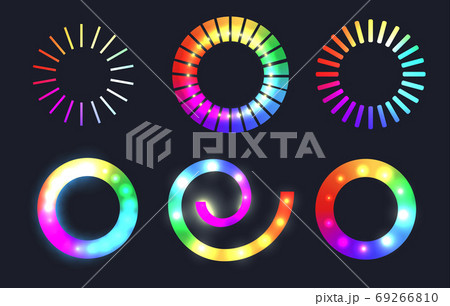 Set of rainbow loading sliders with sparkles. Set of rainbow loading sliders with sparkles. 69266810