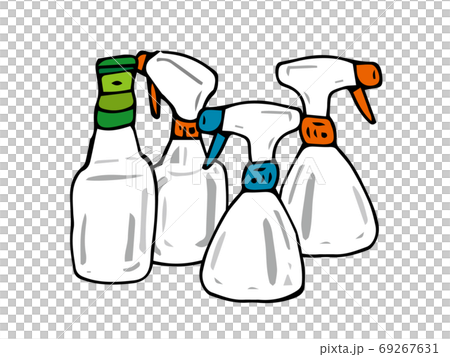 排列了4個噴霧瓶 排列了4個噴霧瓶 69267631