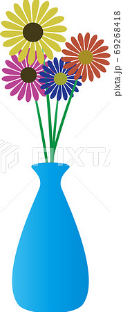 花瓶に入った可愛いお花のイラストのイラスト素材