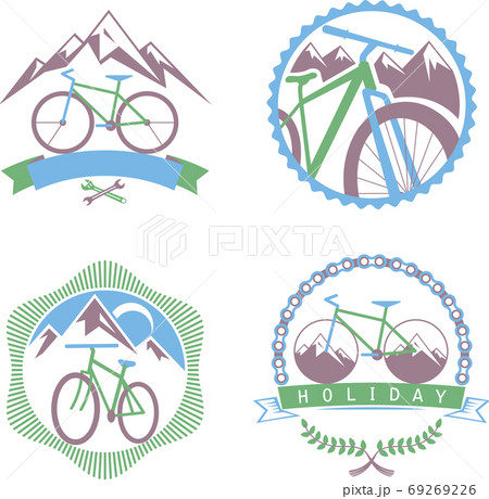 Set of logo badges and labels design for bicycle, pro bike, shop, equipment and club. Cycling typographic signs and icons 69269226