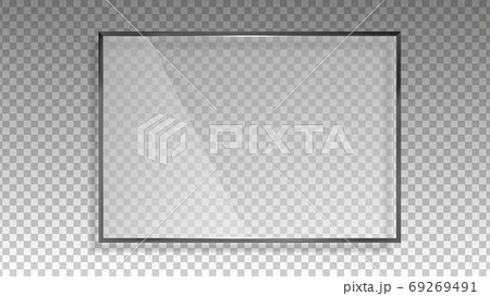 Transparent glass frame. Gloss shine panel, rectangle 3d window. Reflection glow shape vector illustration 69269491