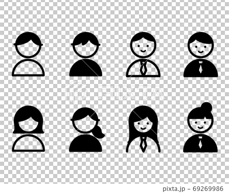 男性と女性のアイコンのセット／ビジネスマン／人／シンプル／イラスト／上半身 69269986