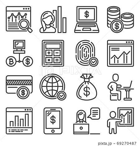 Business Icons Set on White Background. Vector 69270487