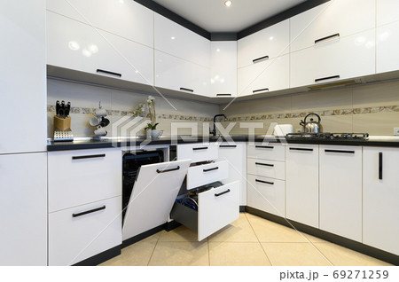 White modern classic kitchen interior White modern classic kitchen interior 69271259
